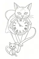 the watchmaker from Alice in Wonderland and the cat from The Master and Margarita tattoo design idea