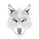 Anatomical study of a wolf's musculature in dotwork style tattoo design idea