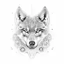 Anatomical study of a wolf's musculature in dotwork style tattoo design idea