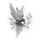 A skeletal bird with intricate blackwork details tattoo design idea