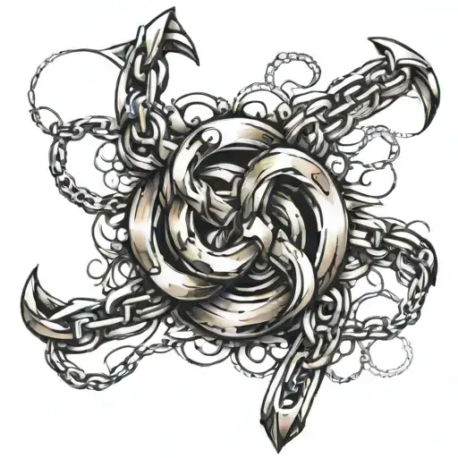 broken chain links tattoo design idea