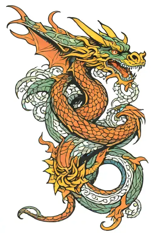 dragon wrapped length wise sexy tattoo design idea