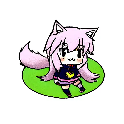  cute young anime wolf girl tattoo design idea
