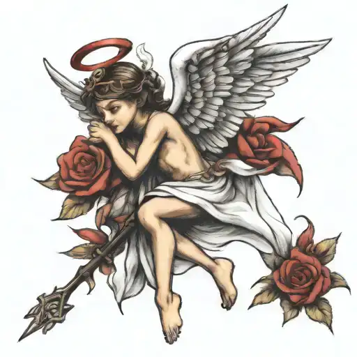 angel protect cupid tattoo tattoo design idea