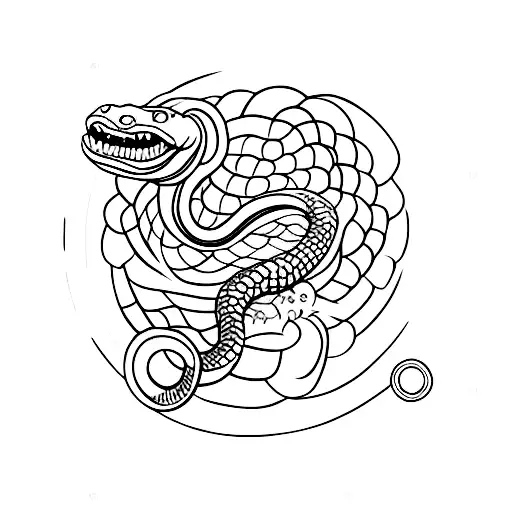snake eating its tail in the shape of a circle tattoo design idea