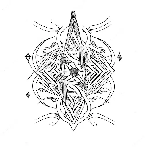 Abstract design inspired by dark fantasy literature and gothic aesthetics tattoo design idea