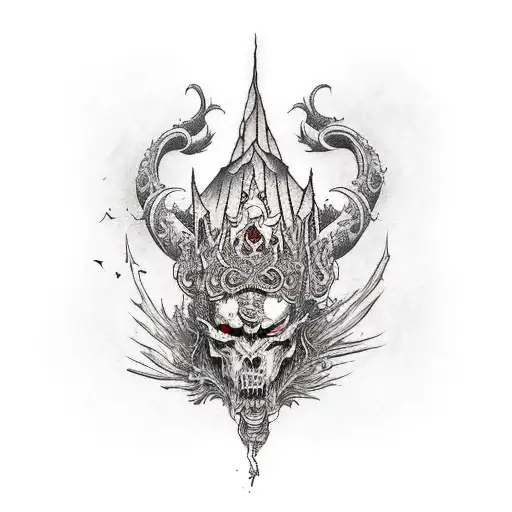 interesting design inspired by dark fantasy literature and gothic aesthetics tattoo design idea