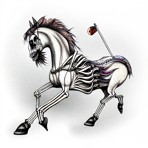 skeleton riding ghost horse tattoo design idea