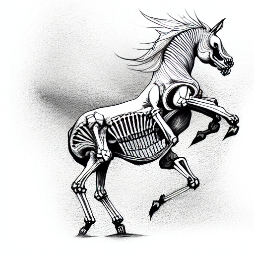 skeleton riding ghost horse tattoo design idea