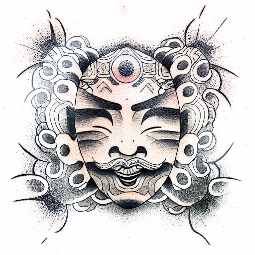 face in rock tattoo design idea