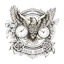Clocks with kids names and time of birth. Hawk memorial for passed father.  tattoo design idea