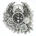 Clocks with kids names and time of birth. Hawk memorial for passed father.  tattoo design idea