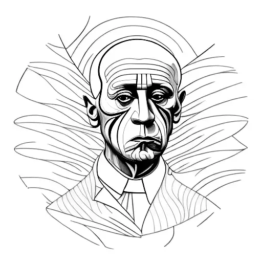 Picasso inspired portrait with shattered mirror tattoo design idea