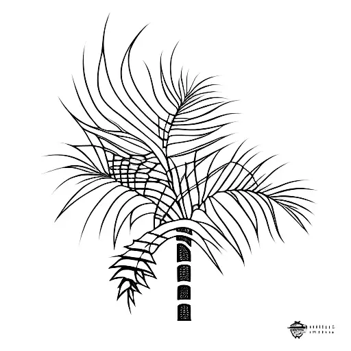 A minimalist tattoo combining elements of London, palm trees, and hibiscuses tattoo design idea