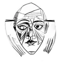 Picasso inspired portrait with shattered mirror tattoo design idea