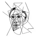Picasso inspired portrait with shattered mirror tattoo design idea
