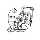 Picasso inspired portrait of nurse and dog and broken mirror tattoo design idea