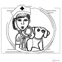 Picasso inspired portrait of nurse and dog and broken mirror tattoo design idea