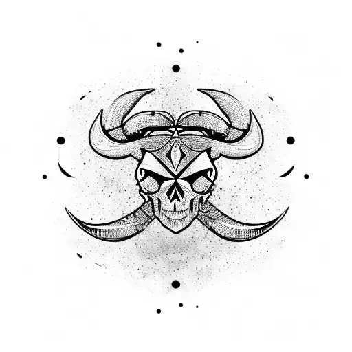 Skull of a taurus in a T shape tattoo design idea