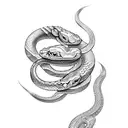 snake bite atack, men hand tattoo design idea