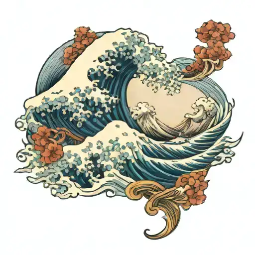 Japanese wave crashing tattoo design idea