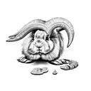 ash tree clock rabbit ram tattoo design idea