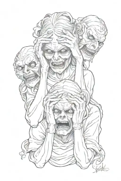 Halloween hear no evil see no evil speak no evil  tattoo design idea