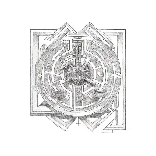 Azorius maze inside orzhov logo tattoo design idea