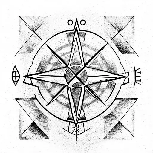 crossed arrows with the name Luka and Miguel on top of a compass tattoo design idea