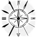 crossed arrows with the name Luka and Miguel on top of a compass tattoo design idea