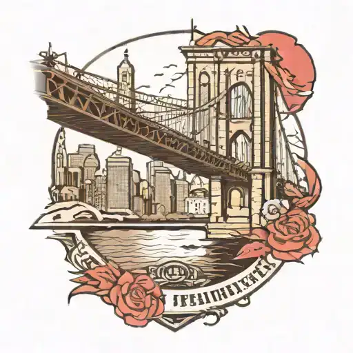 Brooklyn bridge, New Jersey with  Rutgers logo, and philadelphia. tattoo design idea