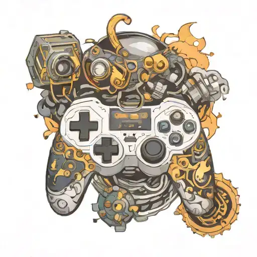 a controller with a halo  tattoo design idea