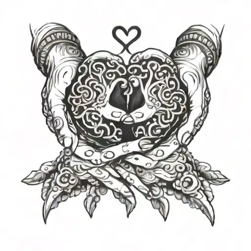 A tattoo design featuring a pair of hands holding a heart, symbolizing the bond between siblings tattoo design idea