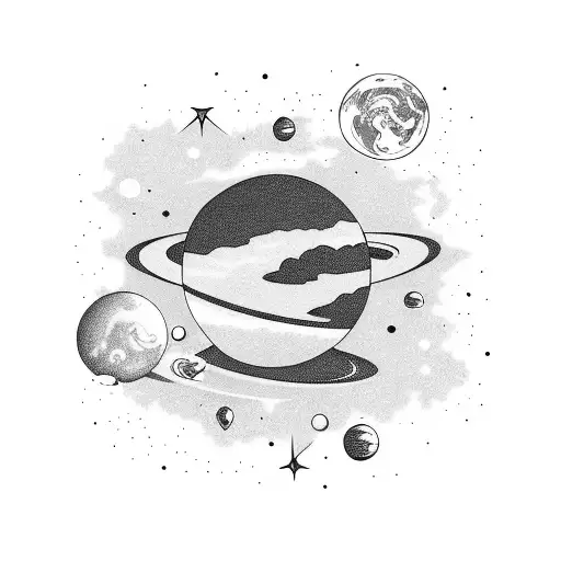 astronaut looking a planet tattoo design idea