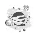astronaut looking a planet tattoo design idea