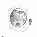 astronaut looking a planet tattoo design idea