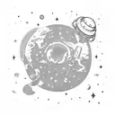 astronaut looking a planet tattoo design idea