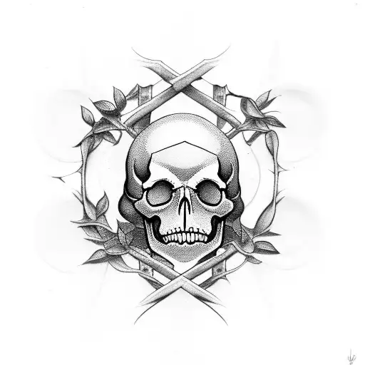 Memento Mori, Hourglass, Skull, Tree, Leaves, Branches tattoo design idea