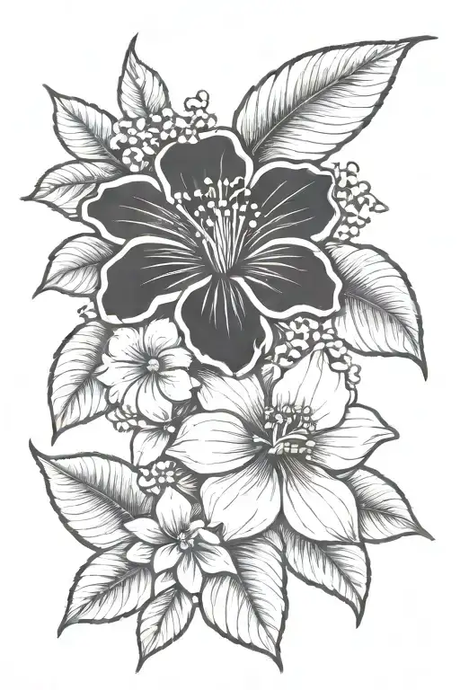 hibiscus tattoo outline