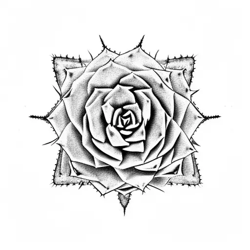 A collection of various succulents and cacti tattoo design idea