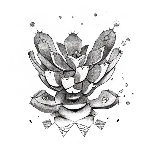 A collection of various succulents and cacti tattoo design idea