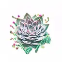 A collection of various succulents and cacti tattoo design idea