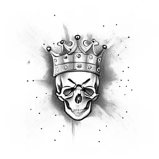 A skull wearing a crown and holding a guitar, incorporating elements from Green Day's album artwork tattoo design idea
