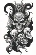 devil and skull inside tattoo design idea