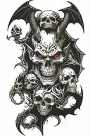 devil and skull inside tattoo design idea