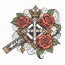 Rose  Dice Crown  Cross Cloud tattoo design idea