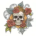 Rose  Dice Crown  Cross Cloud tattoo design idea