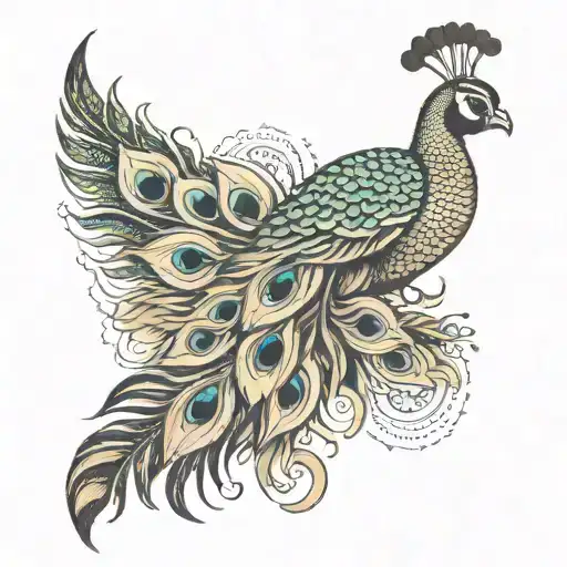 murugar vel with peacock feather tattoo design idea