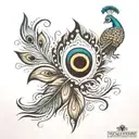 murugar vel with peacock feather tattoo design idea