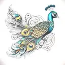 murugar vel with peacock feather tattoo design idea